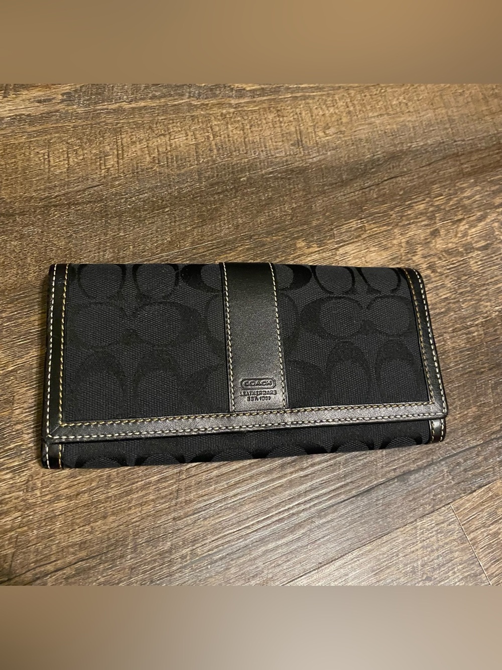 Coach Black Wallet Womens Snap Trifold Zipper Pocket - Picture 1 of 8